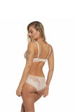 Elegant Beige Push-Up Bra with Lace Detail and Bow