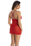 Seductive Red Women's Mesh Chemise with Adjustable Straps