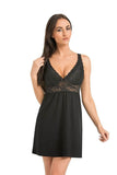 Elegant Black Lace-Trimmed Women's Nightgown for Comfort