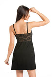 Elegant Black Lace-Trimmed Women's Nightgown for Comfort