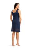 Elegant Dark Blue Women's V-Neck Shirt with Mesh Details