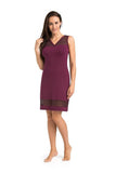 Elegant Purple V-Neck Womenâs Nightgown with Mesh Details