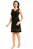 Elegant Women's Black Nightgown with Mesh Details