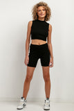 Soft Ribbed Raised Waist Cycling Shorts