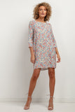 Chic Viscose Dress with Unique Patterns and Pleated Back