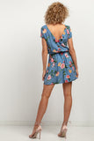 Floral Kimono Dress with Flared Hem and Waist Belt