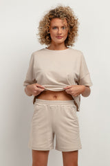 Stylish High-Waisted Shorts with Pockets for Summer Fun - beige / S