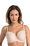Beige Padded Bra with Lace and Underwire Support