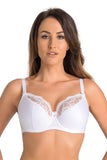 Floral Lace Underwired Semi-Padded Bra in Beige