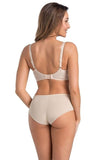 Elegant Beige Semi-Padded Bra with Floral Lace Details