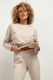 Elegant Soft Knit Sweatshirt with Stand-Up Collar