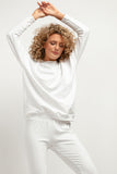 Elegant Soft Knit Sweatshirt with Stand-Up Collar
