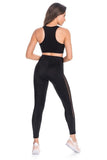 High-Waisted Black Leggings with Mesh Cutout Detail