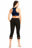 Stylish Black 3/4 Women's Cotton Leggings with Mesh Detail