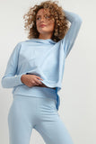 Soft Knit Loose Sweatshirt with Unique Hood and Extended Back