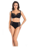 High-Waisted Lace-Trim Women's Briefs in Black