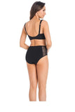 High-Waisted Lace-Trim Women's Briefs in Black