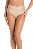 High-Waisted Eco Cotton Panties with Elegant Lace Trim