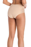 High-Waisted Eco Cotton Panties with Elegant Lace Trim