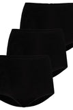 3-Pack High Waist Cotton Panties for Women - Black