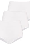 Women's High-Waisted Cotton Panties - 3-Pack in White