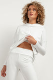 Soft Knit Extended Back Hoodie with Unique Hem Details