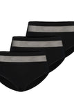 High-Waisted Cotton Panties Set with Mesh Detail - 3 Pack