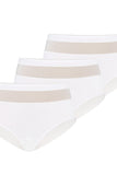 Set of 3 High-Waisted Cotton Panties in White