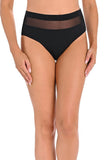 Elegant High-Waisted Black Women's Panties with Mesh Detail