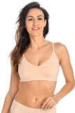 Comfortable Beige Women's Bralette with V-Neck Design
