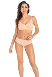Comfortable Beige Women's Bralette with V-Neck Design