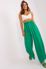 Wide-Leg Summer Pants with Waist Binding for Any Occasion - green / S