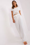 Wide-Leg Summer Pants with Waist Binding