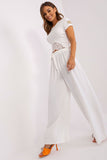 Wide-Leg Summer Pants with Waist Binding