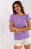 Fitted Ribbed Short Sleeve Blouse with Symmetrical Neckline