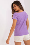 Fitted Ribbed Short Sleeve Blouse with Symmetrical Neckline