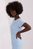 Symmetrical Neckline Fitted Ribbed Short Sleeve Blouse