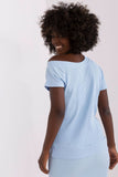 Symmetrical Neckline Fitted Ribbed Short Sleeve Blouse