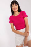 Fitted Ribbed Short Sleeve Round Neck Blouse