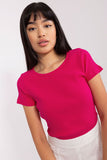 Fitted Ribbed Short Sleeve Round Neck Blouse