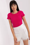 Fitted Ribbed Short Sleeve Round Neck Blouse