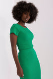 Fitted Ribbed Short Sleeve Round Neck Blouse