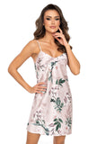 Elegant Floral Satin Chemise in Shimmering Pink