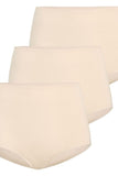 3-Pack High-Waist Bamboo Fiber Women's Panties - Beige