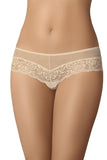 Elegant Lace-Trimmed Brazilian Panties in Flesh Color