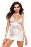 Elegant White Chemise with Gold Accents and Matching Thong