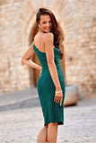Feminine One-Shoulder Mini Dress with Slit and Shiny Finish