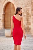 Elegant One-Shoulder Mini Dress with Leg Slit