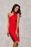 Elegant One-Shoulder Mini Dress with Leg Slit
