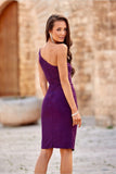 Elegant One-Shoulder Mini Dress with Slit and Shine